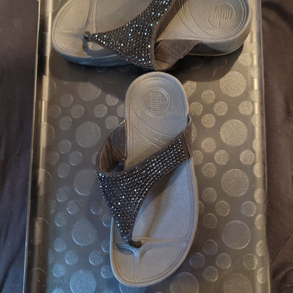 Women's FitFlop Rhinestone Black Sandals Size 5 - NEW!